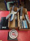 Craftsman protractor, digital scale, shears, and staple guns