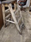 rolling three step wood shop ladder
