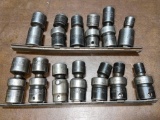 Lots of 13 snap on swivel sockets metric and SAE