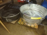 Wash tub and drop pan with two carts
