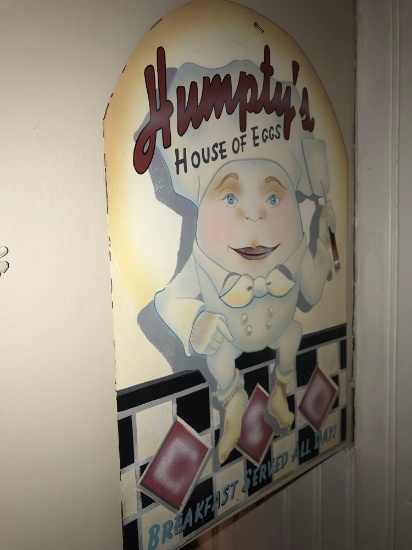 Humptys house of eggs tin sign