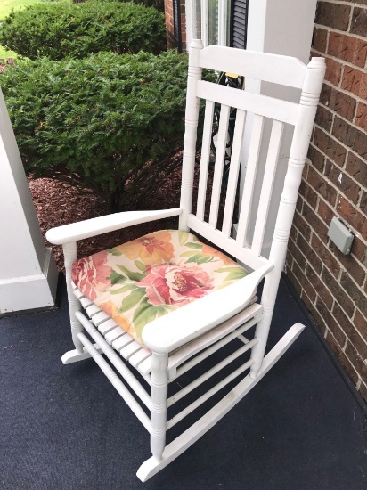 Painted white rocking chair