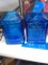2 Wheaton NJ vintage blue glass bank building bank for coins