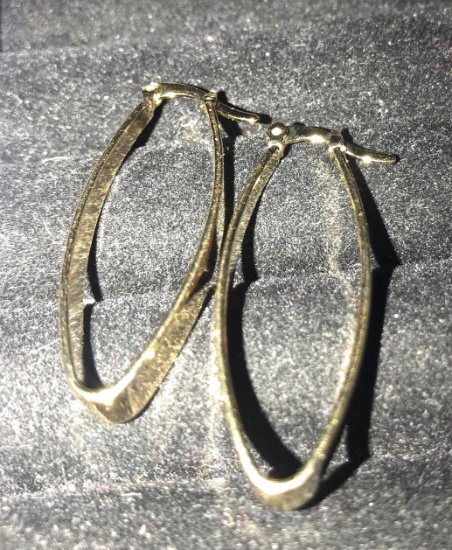 18 K gold plated semi-oval hoop earrings