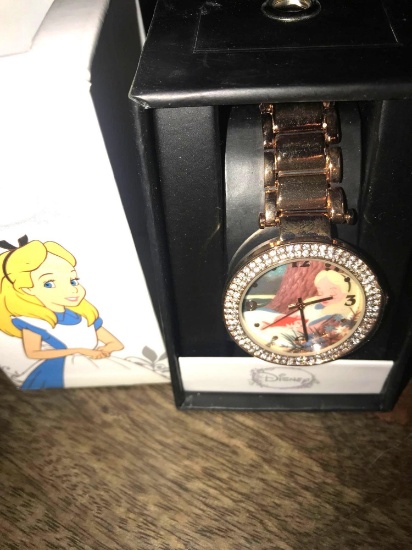 Disney Alice Tree Rose gold bling watch