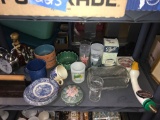 Assorted glassware/clock/beer tab/advertising glasses