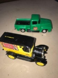 2- Ertl Coca Cola trucks one is a bank