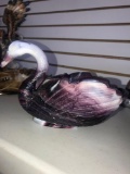 Large Imperial Purple Slag glass swan