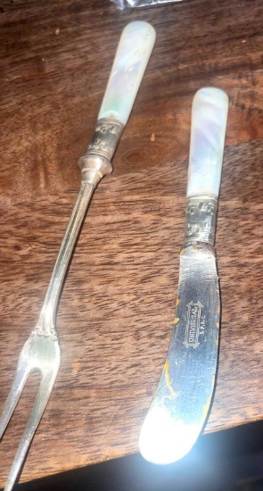 sterling/pearl handle serving pieces