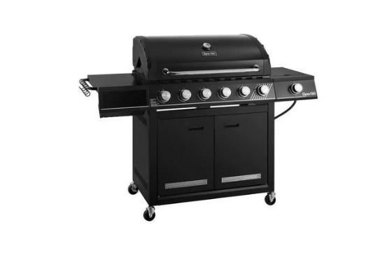 Six burner LP gas grill with side burner