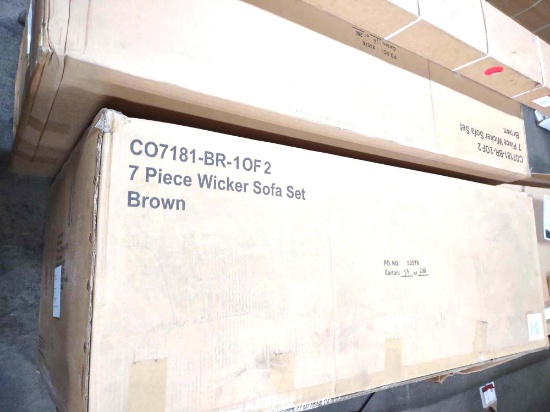 seven piece wicker sofa set Brown two boxes