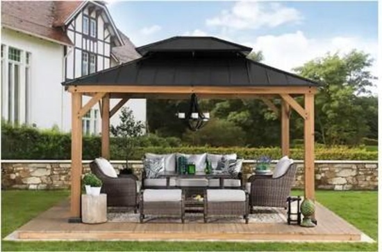 crown hill 11x13 hardtop gazebo wooden and metal parts
