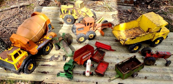 vintage toy lot trucks and tractors