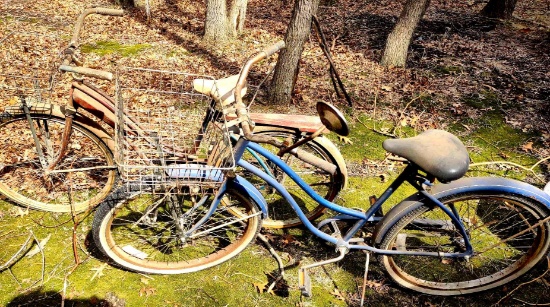 two vintage girls bicycles