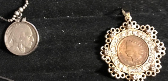 1937 Buffalo nickel necklace/ 1907 Indian head penny in pendant