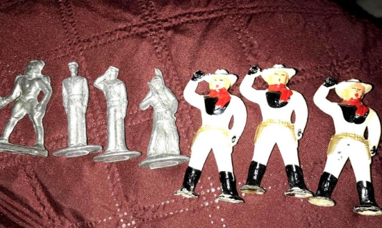 7- vintage cast iron figures