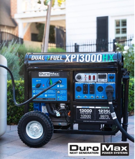 DuroMax dual fuel XP13000HX portable generator bring help to load