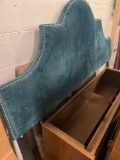 80 in wide blue velvet headboard