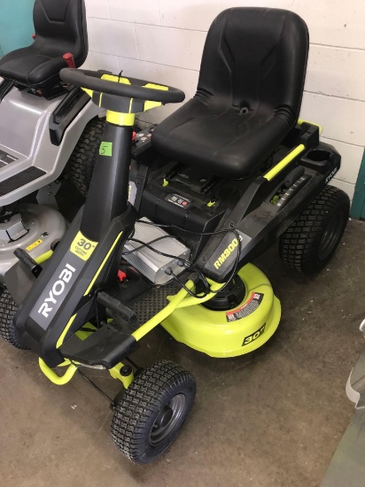 Ryobi RM 300e battery riding lawnmower bring help to load