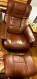 Ekornes stressless leather chair with swing table and foot stool made in norway