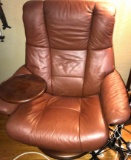 Ekornes stressless leather chair with swing table made in norway