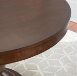 round pedestal table top in walnut.only has box one of two