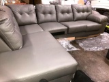 Ashley furniture gray leather like sectional couch bring help to load