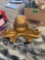 gold color frog statue