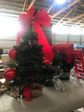 Lighted Christmas tree & 2- pointsettas