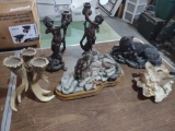 candle holders and wolf figures