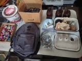 miscellaneous lot including shelf brackets, backpacks, and more