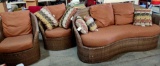 three piece patio furniture set with pillows
