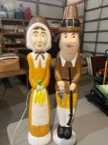 34 inch Don Featherstone Thanksgiving Pilgrim Couple Blow Mold