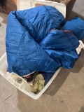 tote of blankets sleeping bag