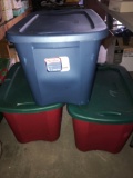 3- plastic storage containers 18 gallons