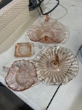 4 pieces of pink glass
