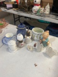vintage collectible lot oil lamps tea cup and more