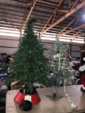 2- lighted Christmas trees