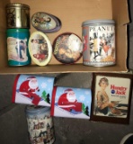 Box of advertising tins
