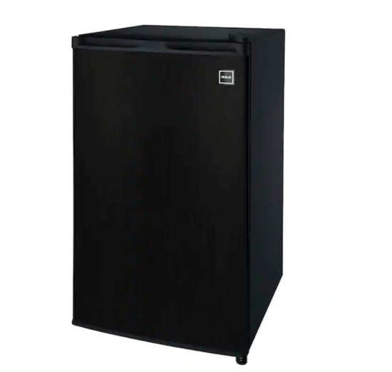 RCA 3.2 cu. Ft refrigerator black stainless steel design bring help to load