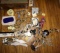 wooden jewelry box with costume jewelry/belts/purses