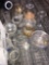 3- vintage oil lamps with extra chimneys