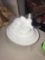 Westmoreland wolf milk glass covered dish