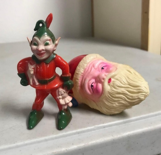2- vintage Christmas plastic ornaments