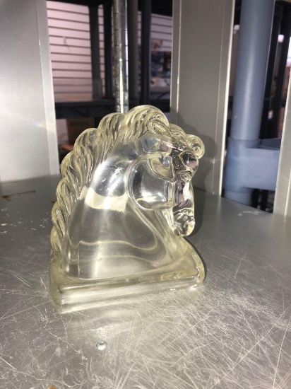 Glass horse bookend