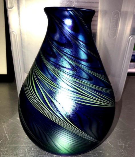 Orient & Flume Art glass 8 in vase 1981 D III