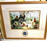 Winnie the Pooh and friends limited edition pin set Walt Disney co framed picture