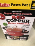 Bulbhead red copper pasta pot 2pc set new