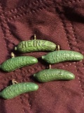 5- Vintage Heinz pickle advertising plastic charms