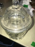 Crystal heavy glass covered dish